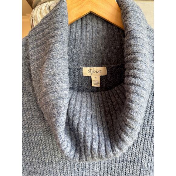 Style & Co Sweater 2X Cozy Cowlneck Tunic Blue Heather Cabincore Plus Size - Picture 2 of 8
